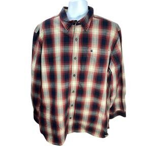 Carhartt Relaxed Fit Plaid Red Shirt 2XL – Durable Cotton Workwear Casual Style